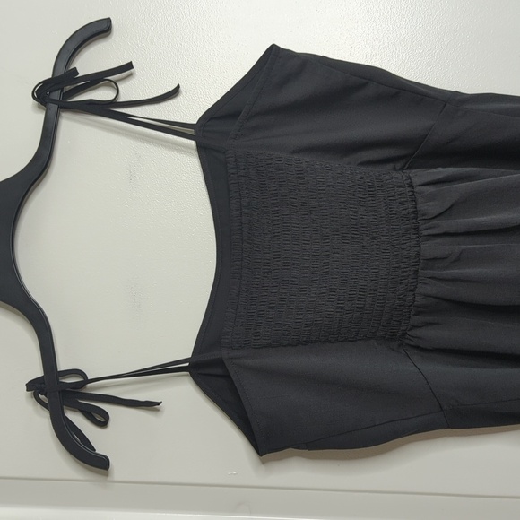 Express Tie Shoulder Ruffle Hem Fit and Flare Mini Dress in Pitch Black Size M - Picture 7 of 13